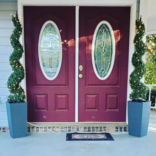 ALL SEASON GREEN 5' Artificial Cypress Spiral Boxwood Topiaries Tree in Plastic Pot Outdoor and Indoor Home Decor (2 Pack) - size: 5 ft