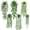 Der Rose 6Pcs Fake Hanging Plants Artificial Vines Faux Hanging Plants Indoor for Bathroom Kitchen Wall Bookshelf Outdoor Decor