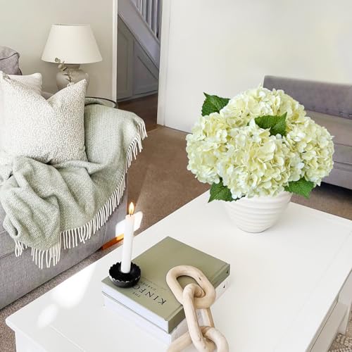 JINWOE Boho Real Touch Hydrangea Artificial Flowers, 3Pcs 20” Cream Latex Large Lifelike Silk Flowers,Artificial Hydrangeas for Indoor Bouquet Table Centerpieces Home Outdoor Wedding - color: Cream, size: 3pcs