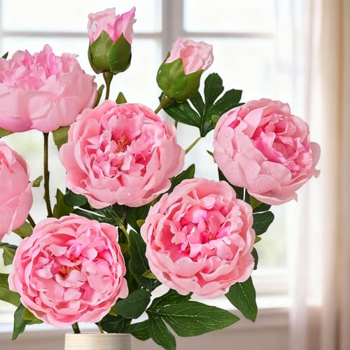 MARTINE MALL 3PCS Real Touch Peonies Artificial Flowers, 22in Pink Fake Peonies Artificial Peonies Flowers Latex Large Faux Peony Flowers for Centerpiece Table Wedding Party Home Decor - color: Pink, size: 3PCS