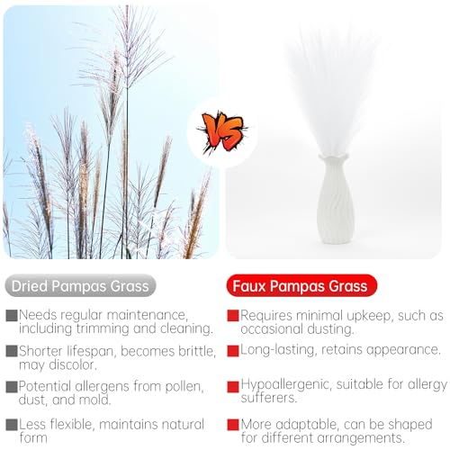 Faux Pampas Grass Decor ， 21.7 Inch Artificial Pampas Grass White Reed Grass, Vase Filler for Home Decor, Room, Bathroom, Wedding, Table Centerpiece - 20PCS - color: White
