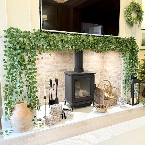 CQURE 14 Pack 98Ft Artificial Ivy Garland,Ivy Garland Fake Vines UV Resistant Green Leaves Fake Plants Hanging Vines for Home Kitchen Wedding Party Garden Wall Room Decor