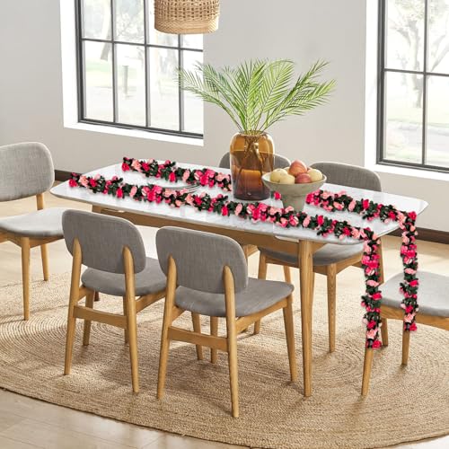 8Pcs 63Ft Pink Rose Garland, Fake Flower Vines, Artificial Vine Flowers, Rose Hanging Garland for Party Wedding, Garden, Room Table, Christmas, Backdrop Wall Arch Decor - color: Pink, size: 8Pcs-63Ft