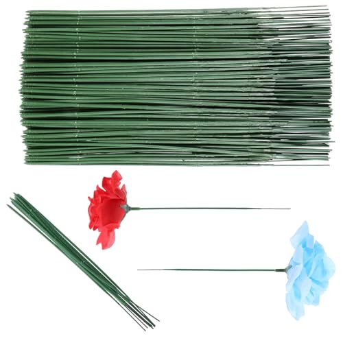 Jeffdad 100 Pcs Floral Stem Wire, Artificial Flower Rod Green Flower Stems Wire Crafting Floral Stem for Flower Arrangement Crafts Bouquets Wreath Making(6.7 inch/17 cm)