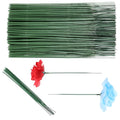 Jeffdad 100 Pcs Floral Stem Wire, Artificial Flower Rod Green Flower Stems Wire Crafting Floral Stem for Flower Arrangement Crafts Bouquets Wreath Making(6.7 inch/17 cm)