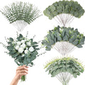 Eucalyptus Leaves Stems 150 PCS, 4 Kinds Mixed Artificial Greenery Stems for Wedding Decor Vase Floral Arrangement Centerpiece