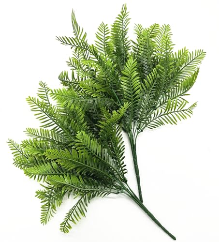 Fake Boston Fern Plants Artificial Ferns Plastic Bushes Green Plant Decor Faux Shrubs UV Resistant Greenery for Outdoor Garden Indoor Home Pot Planter Filler Wedding DIY Decoration 4 Bundles - color: Boston Ferns/ 4 Pack