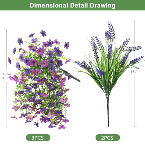 Artificial Fake Hanging Flowers Plants for Outdoor Outside Decoration, Faux Silk Daisy Flower Realistic UV Resistant for Front Porch Patio Balcony Garden Yard Indoor Planter Home Decor(Purple) - color: Mixed 1