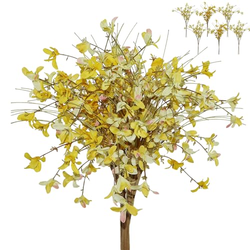 16" 24pcs Spring Summer Fall Artificial Silk Wild Flowers Blooming Bouquets for Crafts or Vase - Rustic Farmhouse Wedding and Home Flowers Decor (Yellow) - color: Yellow