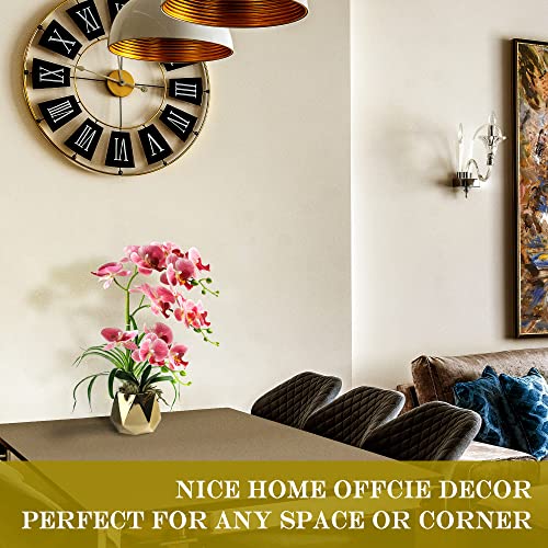 Orchids Artificial Flowers, Pink with Gold Vase | Fake Orchid Plants, Faux Orchid in Pot, Home Decor Indoor - color: Pink-gold