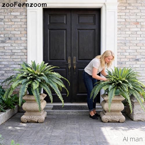 Fake Ferns Artificial Plants Large, 68" Artificial Ferns for Outdoors & Indoors, UV Resistant Faux Fern with Long Leaves Suitable for Planter Hanging Porch Home Garden Patio Greenery Decor (1 Stem) - color: Dark Green, size: 68inch