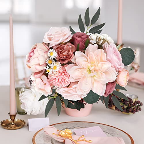 AmyHomie Pink Artificial Flowers Combo Silk Mix Peony Rose Hydrangea Daisy Fake Flowers w/Stem for DIY Wedding Bouquets Centerpieces Arrangements Table Decor Party Bridal Baby Shower Home Decor - color: Blush