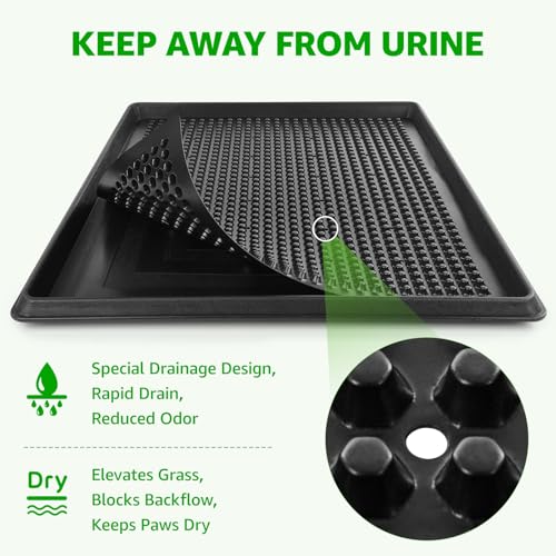 Portable Dog Grass Pad with Tray 20''x30'': Dog Litter Box with Artificial Grass Patch Bathroom Mat & Washable Pee Pad for Puppy Potty Training, Pet Loo Indoor Outdoor Use for Patio Balcony Apartment - size: 20"x30"（Potty System)