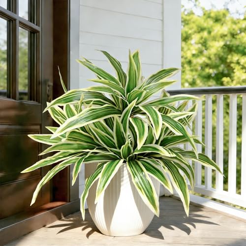 Fake Ferns, Faux Outdoor Plants UV Resistant,3D Real Touch Fake Plants Total 80 Blades,Weatherproof Artificial Plants Outdoor Indoor for Garden Porch Home Office Decor - color: Maguey, size: 4Pcs