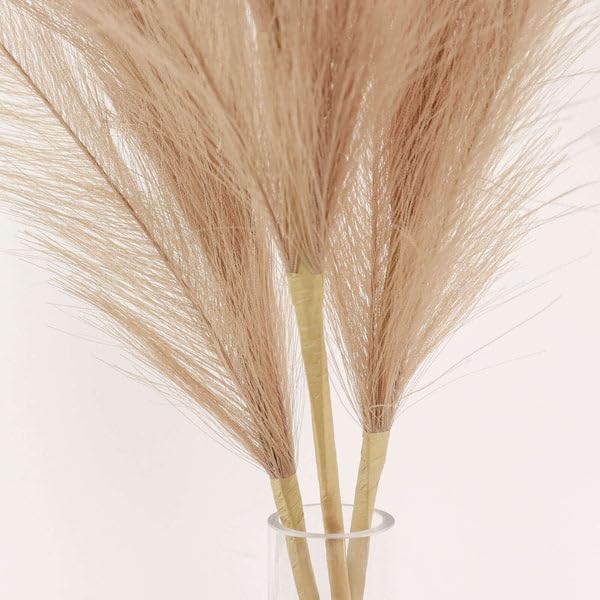Tableclothsfactory 3 Stems | 44" Taupe Artificial Pampas Grass Plant Sprays, Faux Branches Vase Flower Arrangement - color: Taupe