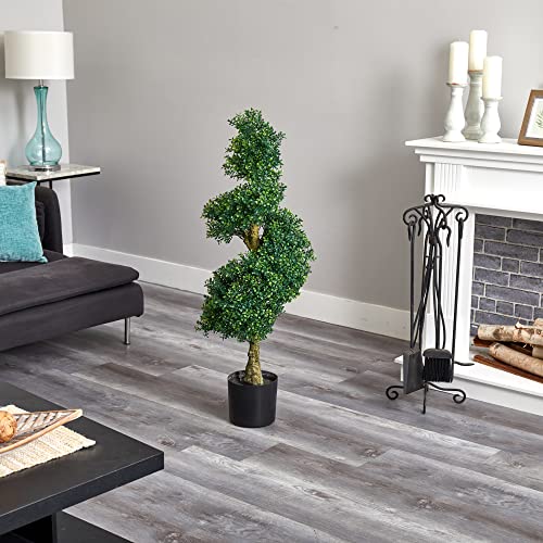 Nearly Natural 4ft. Spiral Boxwood Artificial Tree, UV Resistant (Indoor/Outdoor)