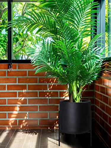 D'vine Dev Modern Black Plants Pot Cylinder Planter with Heavy Duty Stand, Large 12 Inch Pot, 17.6 Inch with Stand Height, 96-T-B-3 - color: Black, size: Large 12 Inch