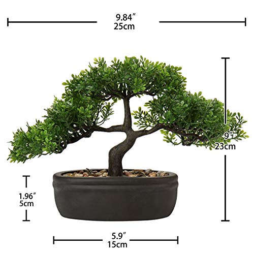 Artificial Bonsai Tree Juniper Faux Plants Indoor Small Fake Plants Decor with Ceramic Pots for Home Table Office Desk Bathroom Shelf Bedroom Living Room Farmhouse Decorations - style: 9" Ficus