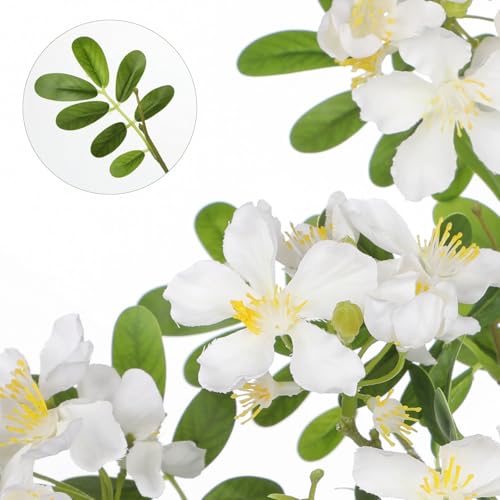 DILATATA Artificial White Flowers 29.5 Inch Long Stem Locust Flower Stems Faux Silk Sophora Japonica Blooms for Home Decor Wedding Centerpieces Wreath Farmhouse Floral Arrangements - color: White
