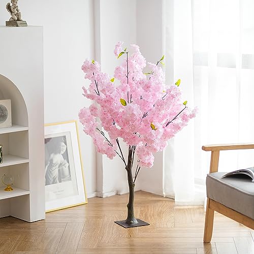 BLOSMON Cherry Blossom Tree Centerpiece: 6 Pcs Pink 39.3 Inch Tall Artificial Cherry Blossom Flower Branches Trees Floral Arrangement for Wedding Table Home Party Event Room Indoor Decoration