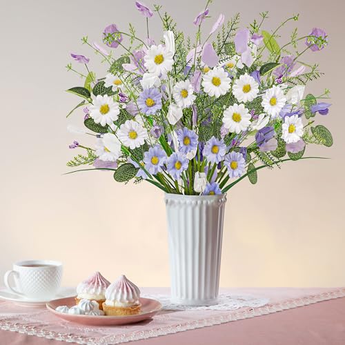 Yen Jean 8 Bundles Spring Artificial Fake Flowers Decor - Faux Silk Wildflower Bouquet Decorations for Home Vase Table Centerpieces