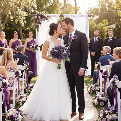IPOPU 25PCS Gardenia Flowers Artificial 3.15’’ Foam Fake Rose Heads Deep Purple Faux Gardenia Flowers with Stems for Wedding Bouquet Bridal Shower Party Home Floral Arrangements(Deep Purple) - color: Deep Purple