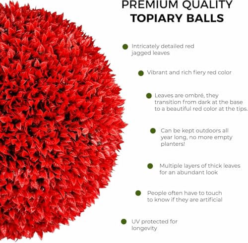 365 Curb Appeal 23" XL Topiary Balls (Burning Bush, 2 Topiary Balls (4 Halves)) - color: Red Burning Bush, size: 2 topiary balls (4 halves)