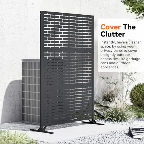 Modern Shade 4x6 FT Metal Privacy Screen with Artistic Modular Designs Decorative Patio Privacy Fence & Garden Divider, Freestanding Outdoor Metal Fence Panel, Weather-Resistant (Urban Block) - size: 1 Panel (Urban Block)