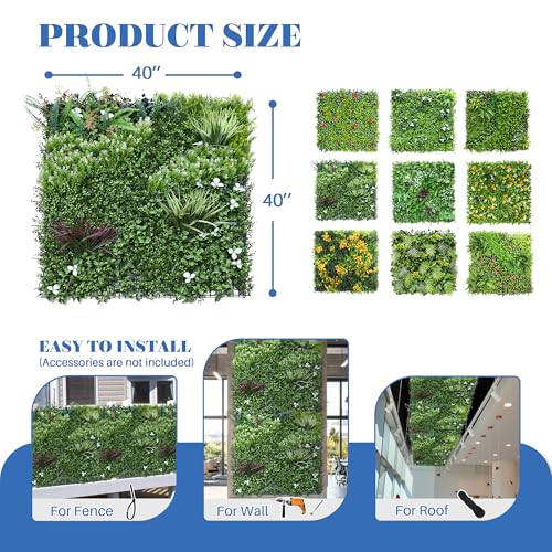 ECOOPTS 40"x40" Faux Ivy Privacy Fence Screen Artificial Boxwood Panels Topiary Hedge Plants for Indoor Outdoor Decoration, #4 Mixed Leave, 1 Pack - color: 40"x40" #4 Mixed Leave, size: 40"x40"