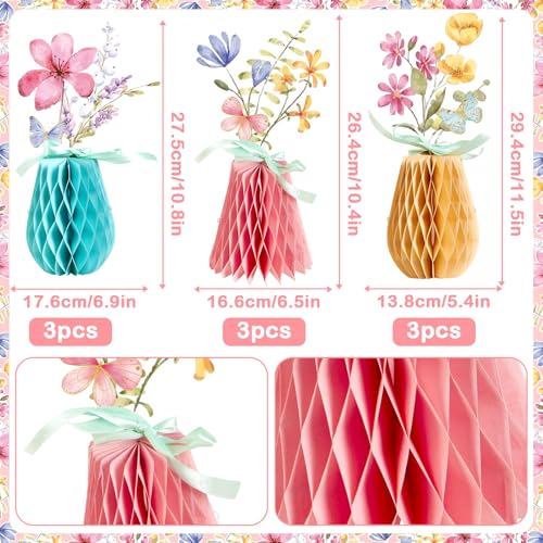Hopecore 9 PCS Wildflowers Centerpieces Wildflowers Birthday Party Decorations Honeycomb Table Centerpieces Supplies for Home Wedding Baby Shower Decor - color: Wildflower
