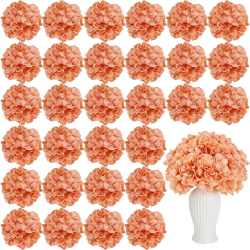 Light Brown Hydrangea Artificial Flowers Bulk with Stems 64 Pcs | Faux Silk Hydrangeas Flower Heads with Stems for Wedding Arch Table Centerpieces Home Garden Baby Shower Party Decoration - color: Light Brown