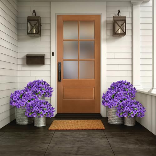 SupBri 12 Bundles Artificial Flowers for Outdoor, UV Resistant Fake Pansy Flowers, Silk Faux Fowers for Outdoor Planters Home Garden Office Patio Front (Purple) - color: Purple