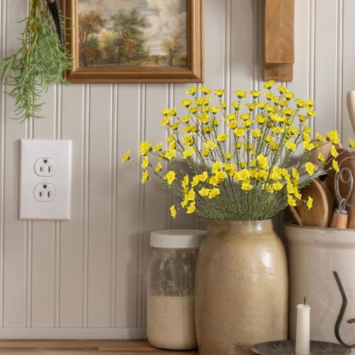 CITYES 10 Pcs Artificial Wildflowers with Stems Bulk Silk Spring Flowers 21 Inch Fake Forsythia Branches Yellow Faux Wildflowers Floral Arrangements for Home Decor Indoor Outdoor Wedding Centerpieces - color: Yellow