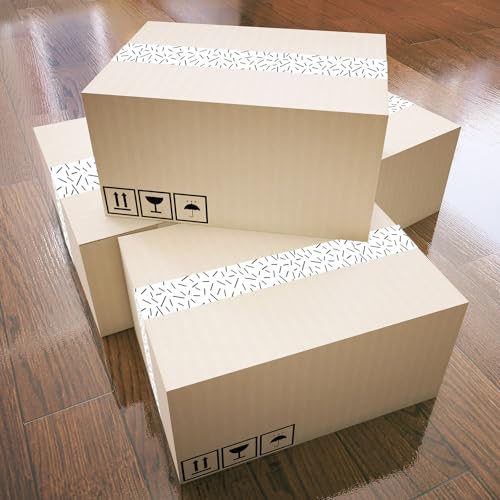 Whaline 109 Yard Black White Packing Tape Messy Straight Lines Printed Tape Waterproof Shipping Tapes for Small Business DIY Crafts Box Carton Decor - style: Messy Straight Lines