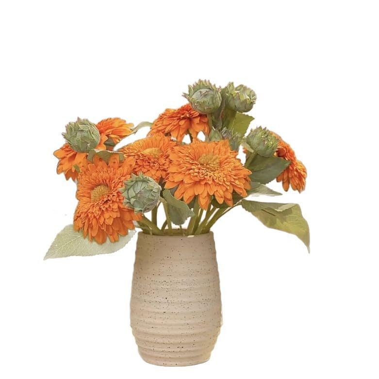Sunflowers Artificial Flowers Bulk Spring Summer Decor, 3 Pack Fake Flowers Silk Faux Sunflower Bouquet Arrangement for Vase Wedding Table Home Porch Indoor Outdoor Cemetery Decorations