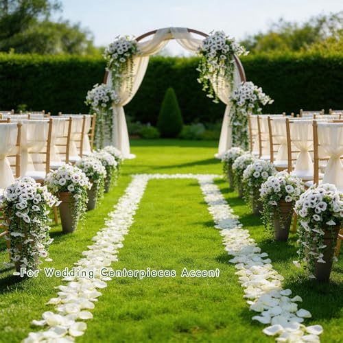 Fake Flowers Outdoor,2 Pack Artificial Orchids for Wedding Outdoor Hanging Baskets – UV Resistant Long Faux Phalaenopsis for Front Porch, Table Centerpieces Party Spring Decoration(White) - color: White-2pack