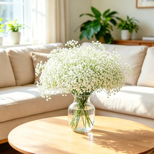 Yastouay Babys Breath Artificial Flowers, 16Pcs Fake White Babys Breath Flowers Artificial Bulk, Real Touch Faux Babies Breath Gypsophila Bouquet for Wedding Floral Arrangement Party Decor - color: White, size: 16 Pcs
