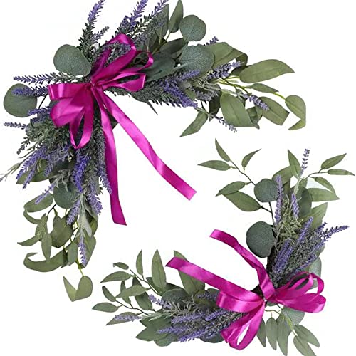 H&W 2pcs Artificial Wedding Arch Flowers for Wedding Sign, Floral Swag Dusty Decor for Reception Ceremony Backdrop Sweetheart Table （Lavender） - color: Lavender