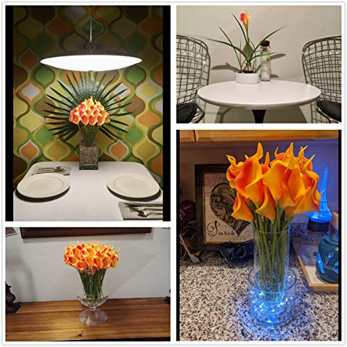 Crafjie 22pcs 13.4 Inch Orange Flowers Artificial Calla Lily Flowers, for Home Decor for Spring Flowers, Home Kitchen, Wedding Decorations, and centerpieces（Sunset） - color: Sunset