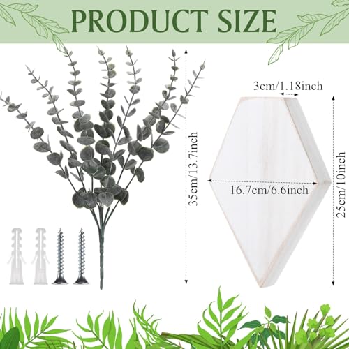 Chunful 2 Pcs Wooden Wall Planter Decor Hanging Faux Plants Greenery Flowers Holder Vase Boxes for Wall Bohemian Farmhouse Room Kitchen Office Indoor Decoration(Retro White,9.8 x 6.6 x 1.2 Inches) - color: Retro White, size: 9.8 x 6.6 x 1.2 inches