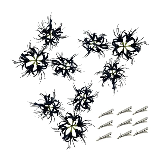 Silk Spider Plant Fake Flowers Heads,Artificial Flowers Spider Silk Flowers for Crafts,Fake Flowers Bulk,Artificial Flowers for Cake Decoration Wedding Party Birthday Home Décor (9, Black) - color: Black