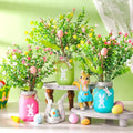 Pickmesh 3 Set Easter Bunny Mason Jars with Pastel Easter Eggs Picks with Artificial Flowers Berries Spring Tabletop Decor Centerpiece for Home Dining Table Holiday Decorations