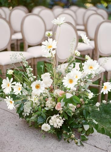 White Artificial Daisy Flowers 6Pcs 29.52” Long Stem Faux Daisies 36 Heads Fake Wild Flowers for Tall Vase Living Room Bedroom Bridal Bouquets Table Centerpieces(White) - color: White