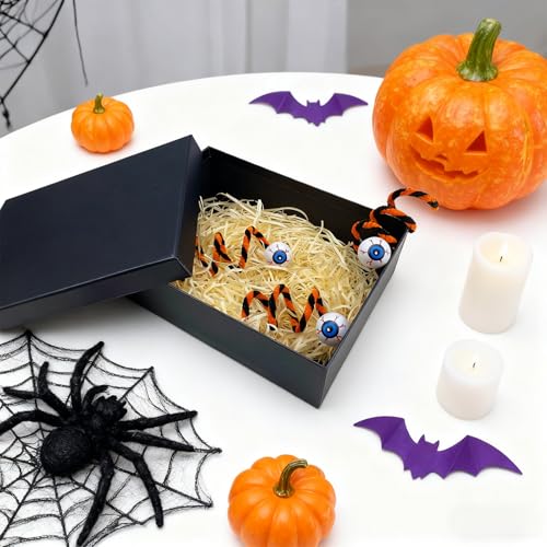 12 Pcs Halloween Eyeballs Decor Plastic Floral Picks and Sprays Flexible Stems Halloween Branches for Vase Filler Flowers Artificial for Home Decoration Bouquet Accessories (Orange)