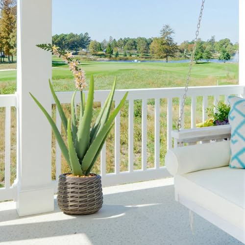 1.8ft Artificial Agave Plants, 22" Fake Aloe Vera Plant with 13 Leaves in Brown Pot, Large Faux Floor Plant for Home Office Hotel Bedroom Patio Balcony or Garden Indoor Decor - size: 22"