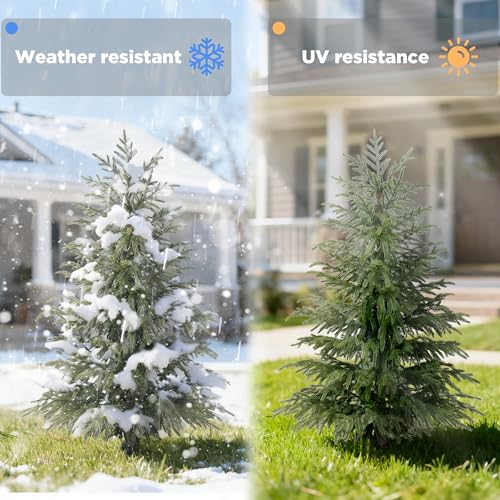 4FT Artificial Cedar Trees 2-Pack, Real Touch Faux Cedar Topiary Set in Black Pots, Indoor Outdoor Fake Evergreen Plants for Porch, Entryway, Living Room Decor - color: 2, size: 4ft