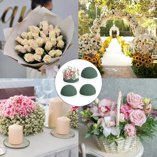 STEFORD 4 PCS Half Ball Floral Foam, Round Floral Dry Foam Blocks Green Flower Styrofoam for Fresh and Artificial Flower Arrangements (3.5 X 1.8 Inches) - size: 3.5 X 1.8 Inch