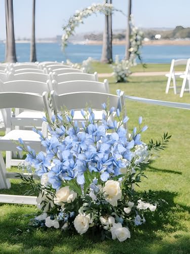 2 Bundles Gladiolus Artificial Flowers 10 Heads 26.38" Light Blue Flowers Faux Gladiolus Flowers for Wedding Centerpieces, Home Table Party Decor(Light Blue) - color: Light Blue