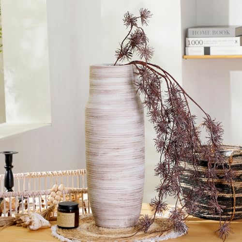ALMA 17 inch Extra Tall White Ceramic Vases for Centerpieces Farmhouse Living Room Floor, Boho Pampas Grass Vase for Fireplace Mantel Decor, Modern Minimalist Rusic Floor Vase for Organic Home Decor - color: Cylinder-2-white-18"