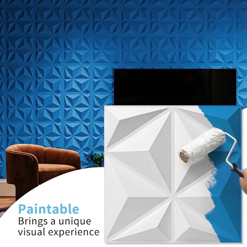 Art3d 20 Pack Decorative 3D Wall Panels, 19 Sq.Feet PVC Interior Wall Décor, 11.8"x11.8", White - color: White, size: 11.8"x11.8"